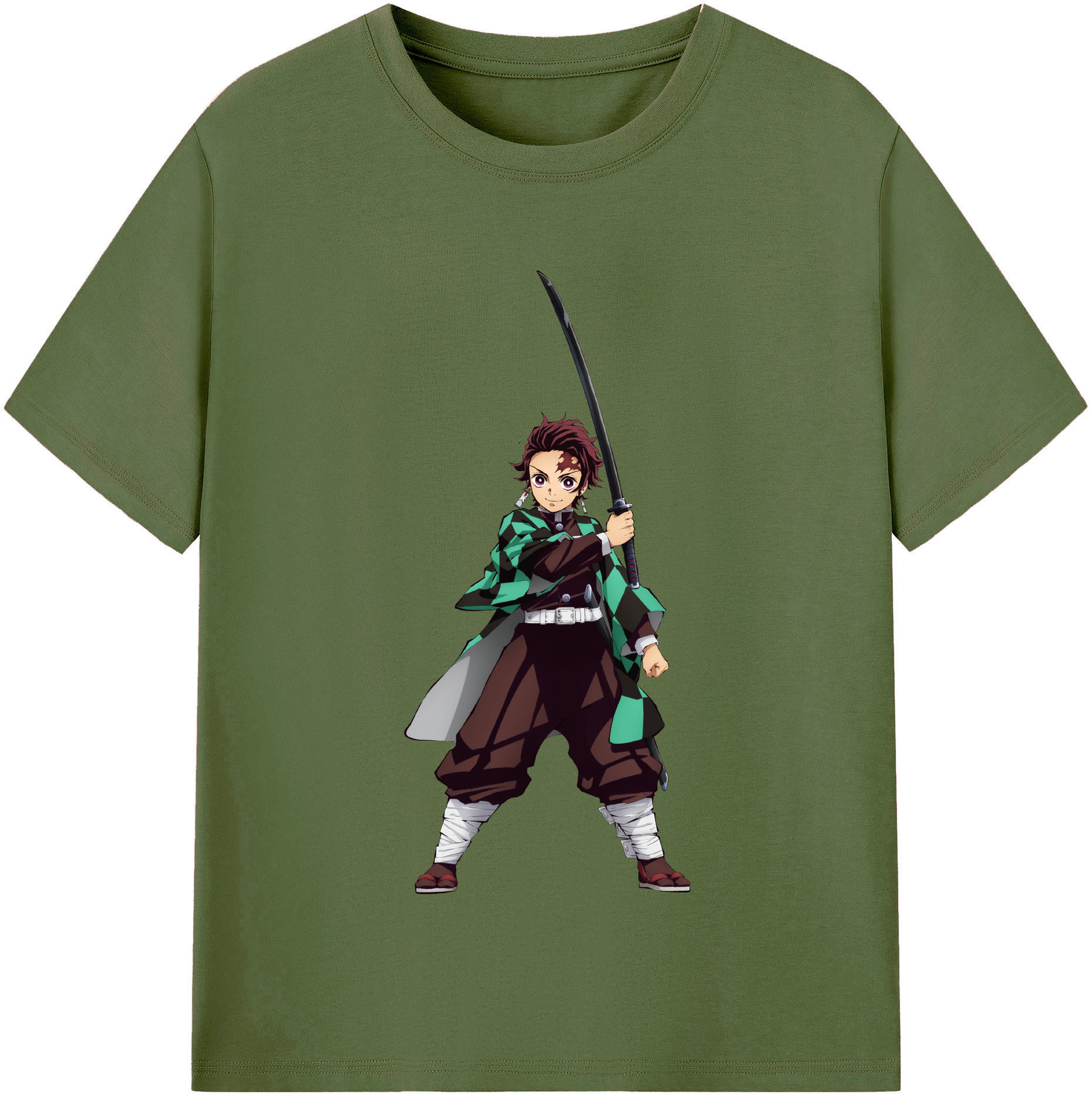 （画像用） 鬼滅の刃 竈門 炭治郎／かまど たんじろう Kamado Tanjirou 綿100％半袖Tシャツ（フロントプリント）